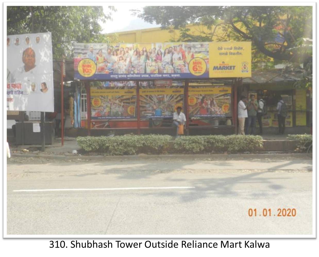 Bus Queue Shelter - - Shubhash Tower Outside Reliance Mart Kalwa,   Thane,   Mumbai,   Maharashtra