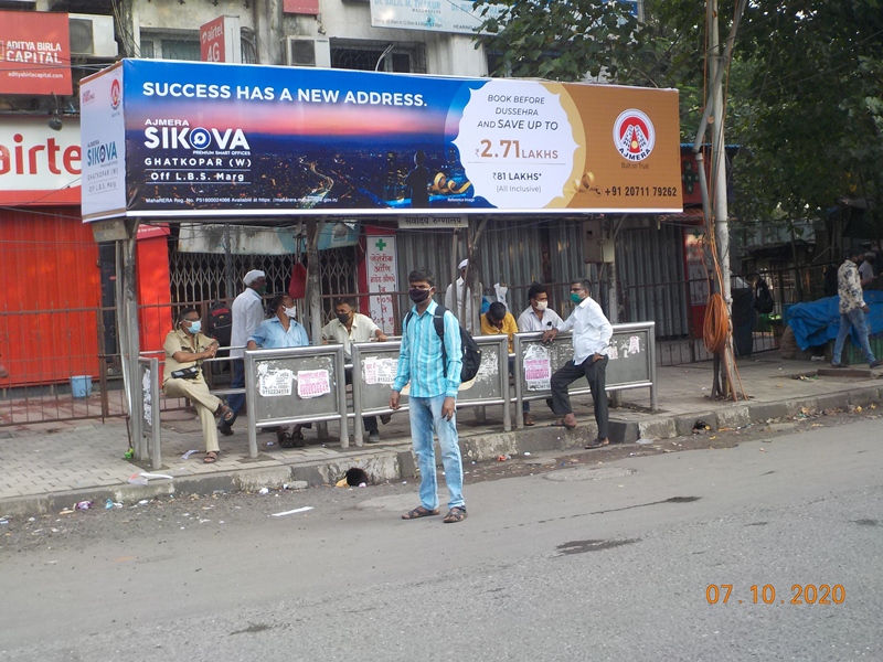 Bus Queue Shelter - L. B. S. Road - Sarvodaya Hospital,   Ghatkopar (W),   Mumbai,   Maharashtra