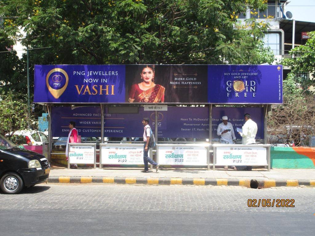 Bus Queue Shelter - Vashi Sec-17 Apna Bazar Right - 03,   Vashi,   Navi Mumbai,   Maharashtra