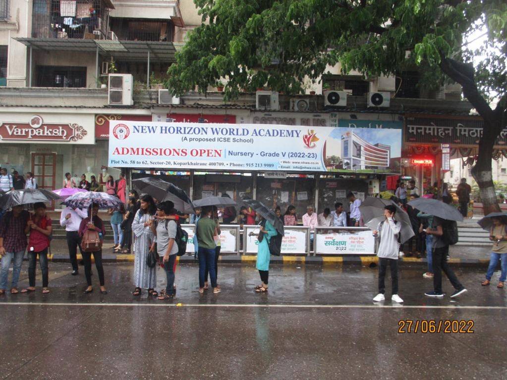 Bus Queue Shelter - Vashi Sector-9 (left) - Warna Dairy,   Vashi,   Navi Mumbai,   Maharashtra