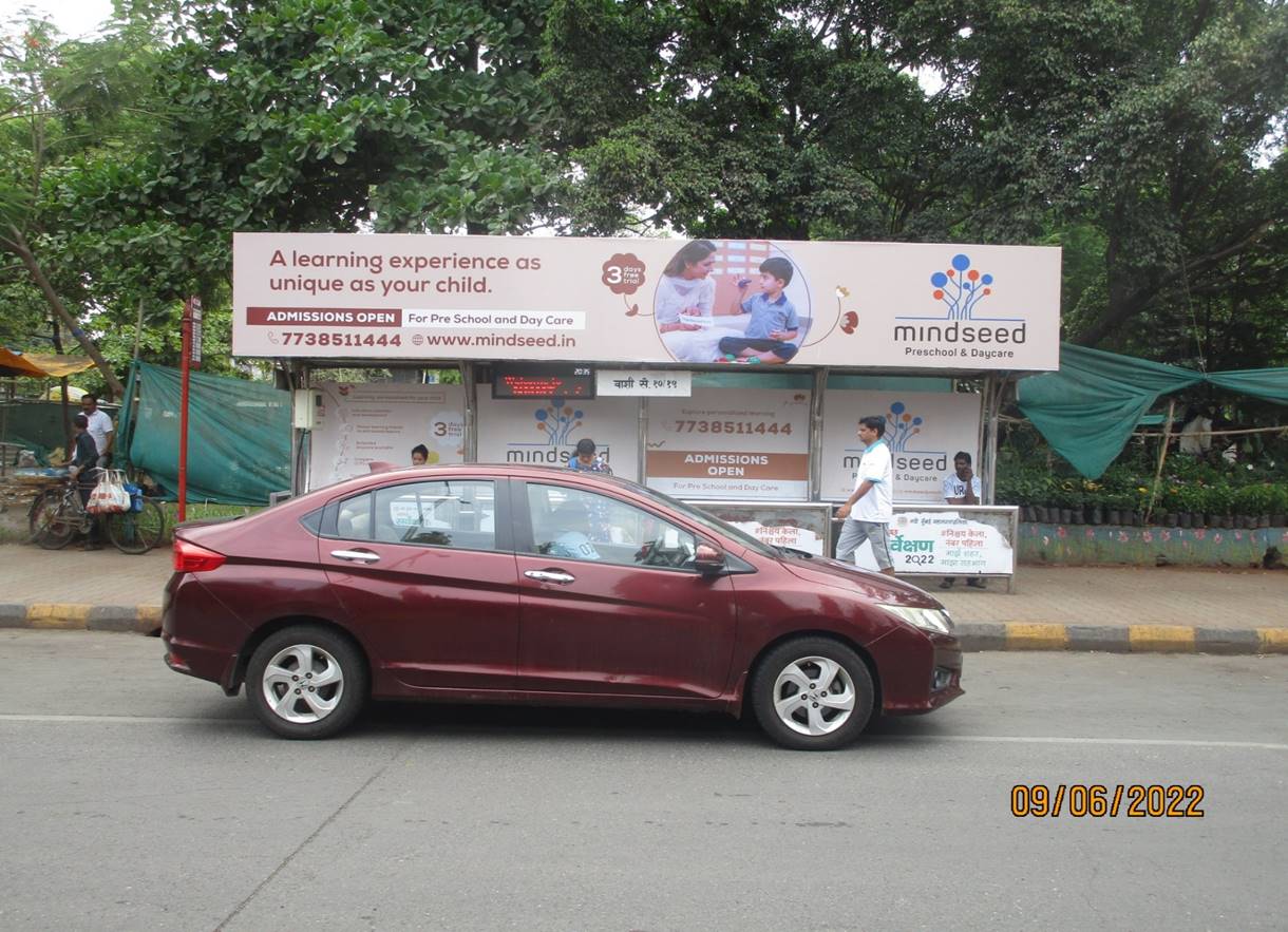 Bus Queue Shelter - Vashi Sector-14 (Left) Opp. Municipal office Gaondevi,   Vashi,   Navi Mumbai,   Maharashtra