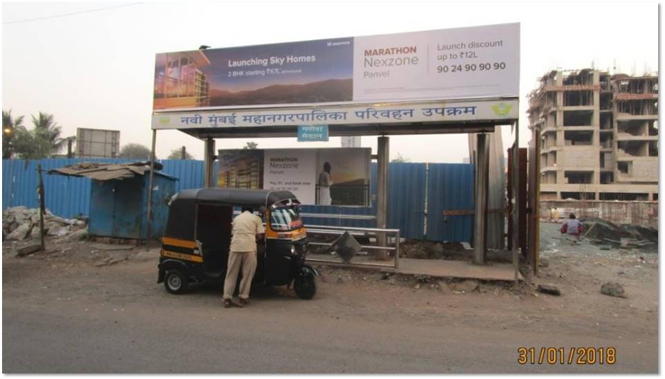 Bus Queue Shelter - Nerul Karave Ganesh Maidan,   Nerul,   Navi Mumbai,   Maharashtra
