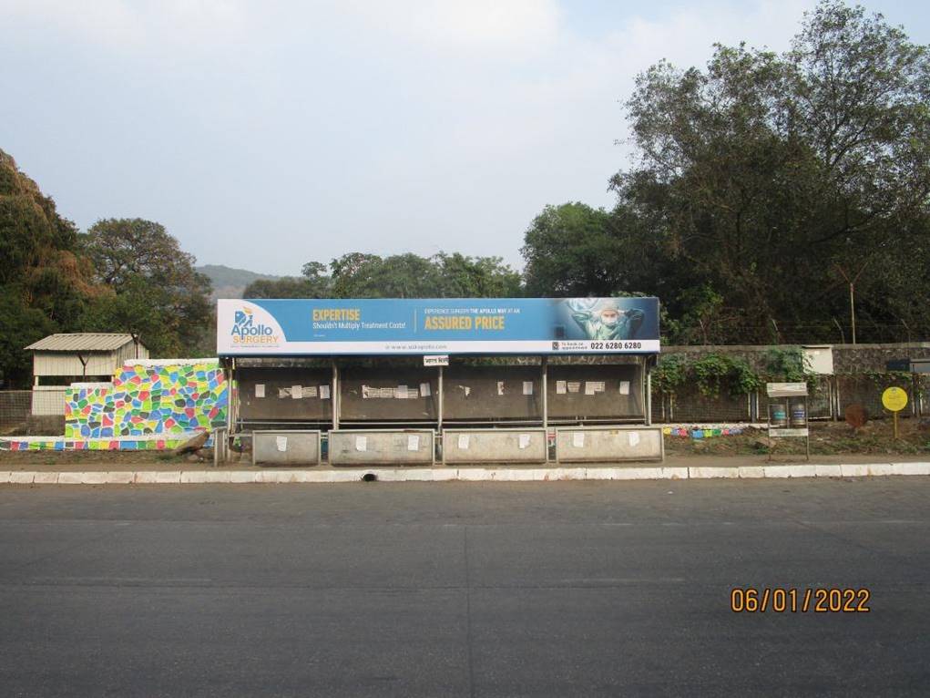Bus Queue Shelter - Bharat Bijli Towards Vashi,   Thane Belapur Road,   Navi Mumbai,   Maharashtra