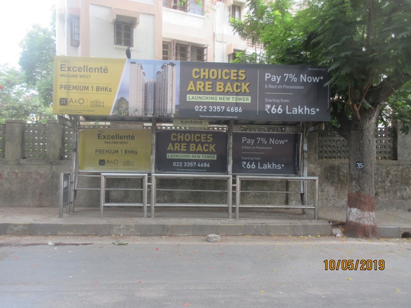 Bus Queue Shelter - Madhav Mohan Malviya Road - P & T Colony,   Mulund (W),   Mumbai,   Maharashtra