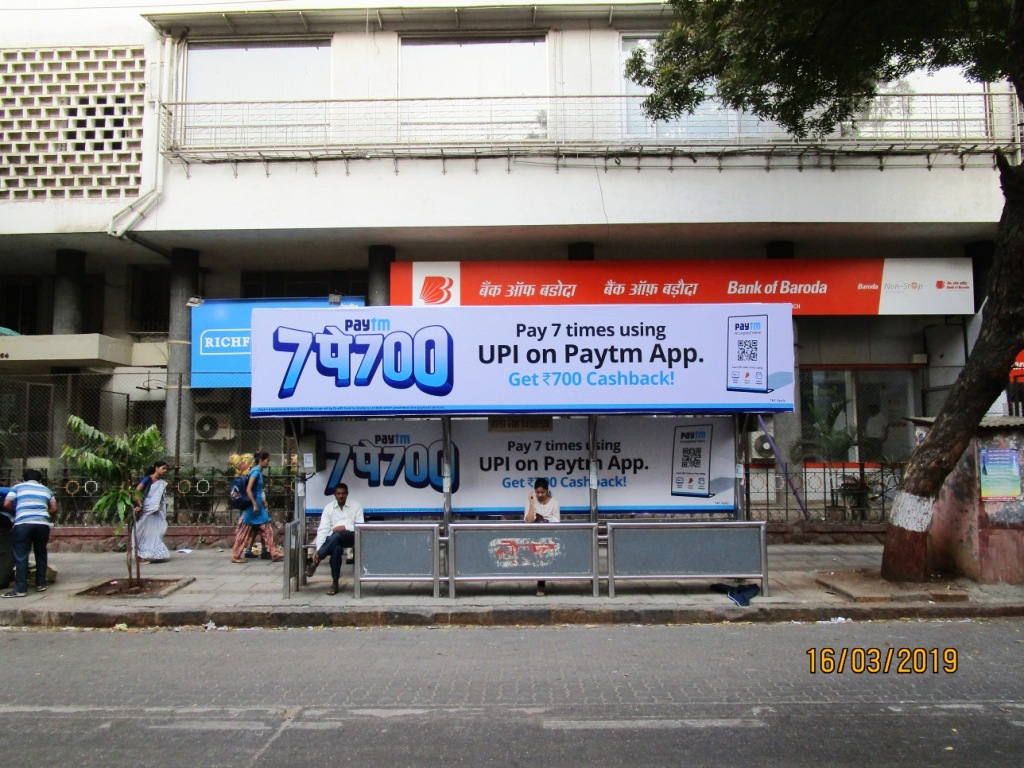 Bus Queue Shelter - Going Towards Regal - Colaba Police Station,  Holy Name High School,  Towards Regal (Alighting),   Colaba,   Mumbai,   Maharashtra