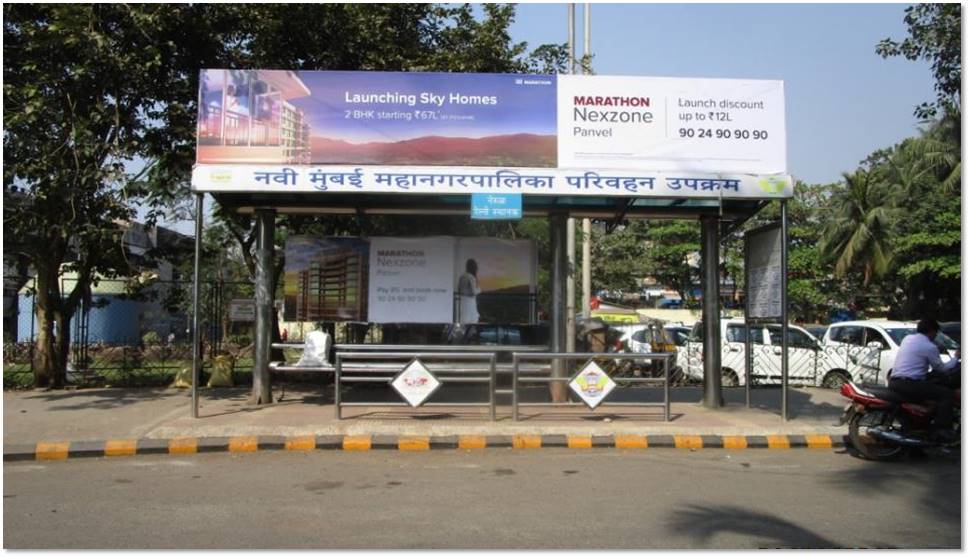 Bus Queue Shelter - Nerul (E) Outside Station,   Nerul,   Navi Mumbai,   Maharashtra
