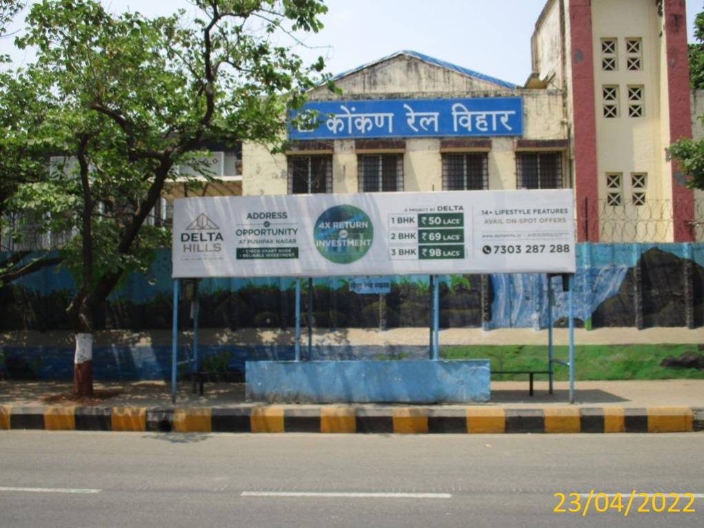 Bus Queue Shelter - Seawood Darave Railway Station Sector 46.,   Nerul 2 West,   Navi Mumbai,   Maharashtra