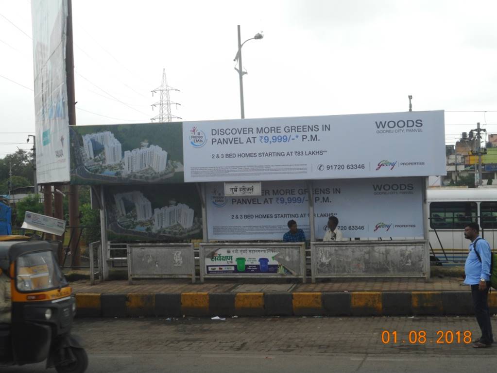 Bus Queue Shelter - Turbhe Stores Towards Thane,   Thane Belapur Road,   Navi Mumbai,   Maharashtra